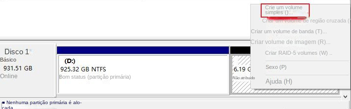 Selecione novo volume simples