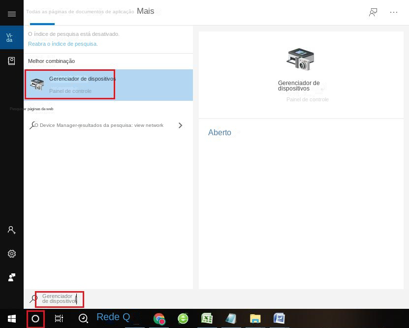 Abra o gerenciador de dispositivos
