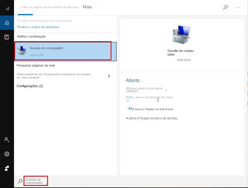 Pesquise ferramentas de gerenciamento de computador