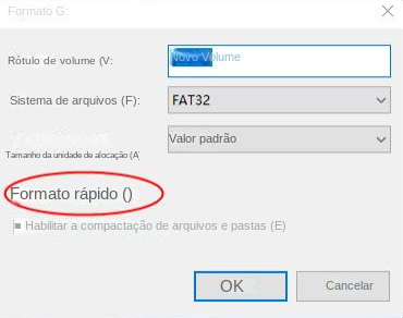 Execute uma formatação rápida