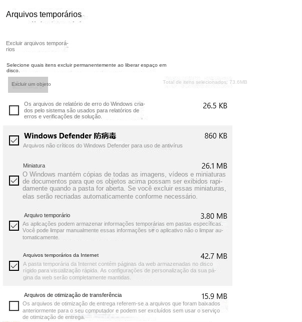 excluir arquivos temporários