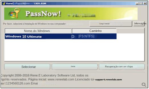 Selecione o sistema Windows de destino na lista