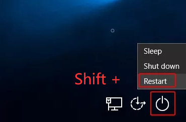 tecla Shift reiniciar o Windows 10