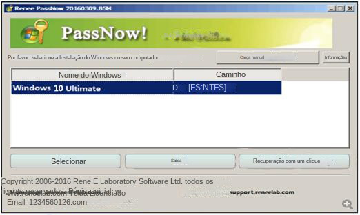 Selecione o sistema Windows de destino na lista