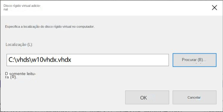 Selecione o disco rígido virtual que precisa ser conectado