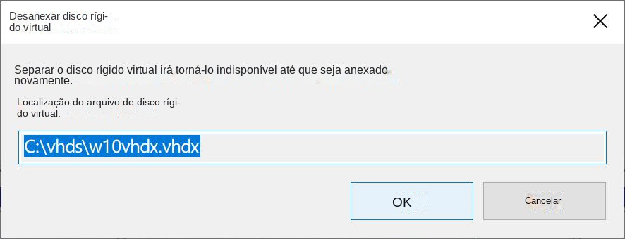 Certifique-se de desconectar o disco rígido virtual