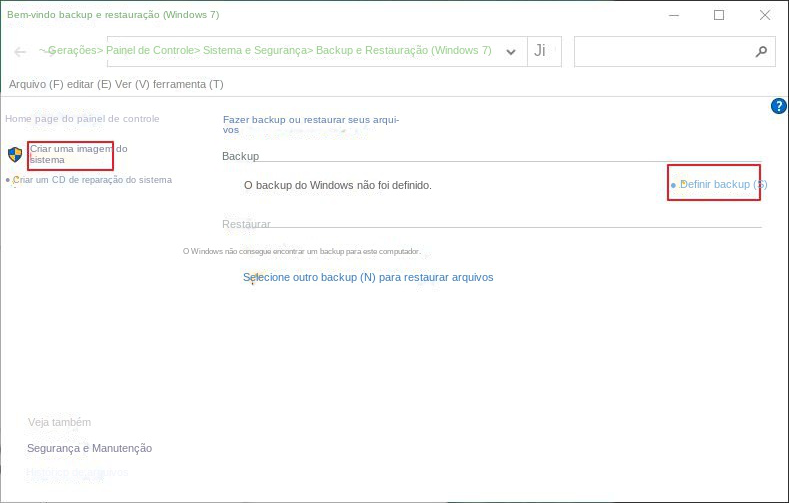 Crie backups de imagens e configurações do sistema