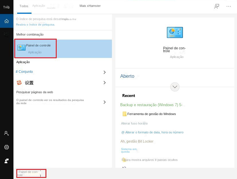 Entre no aplicativo do painel de controle