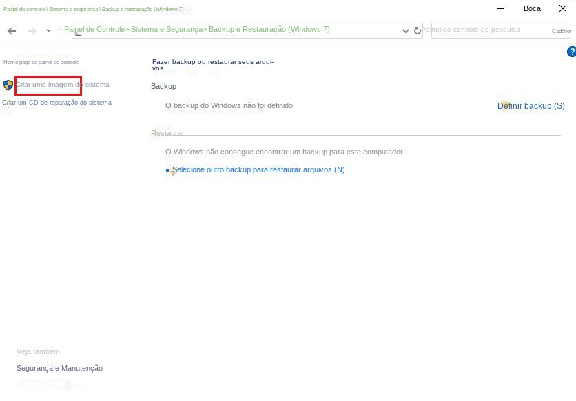 Crie uma imagem do sistema