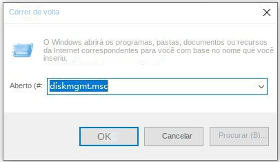 Abra o gerenciamento de disco