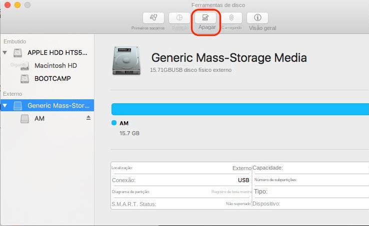 Apagar utilitário de disco do Mac
