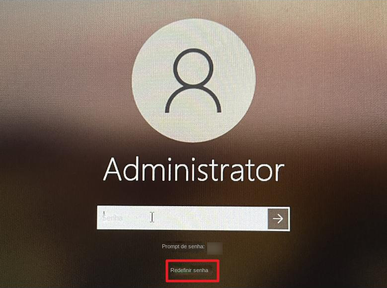 opção de redefinição de senha na tela de login do Windows 10