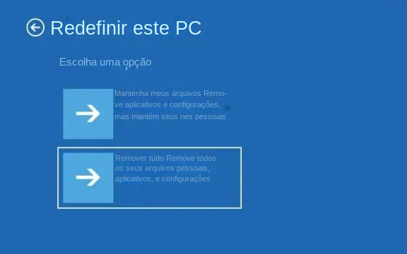 redefinir este PC e recuperar o sistema