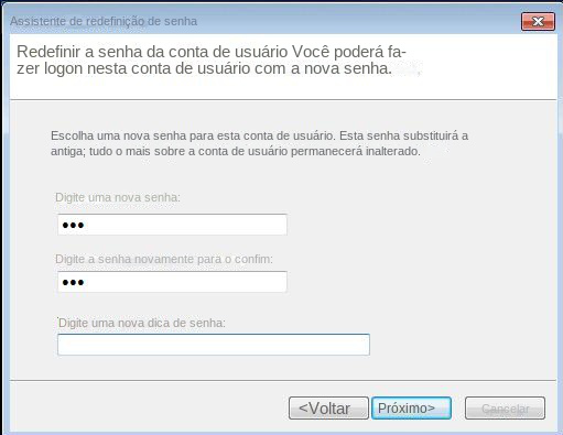 Assistente de disco de redefinição de senha do Windows