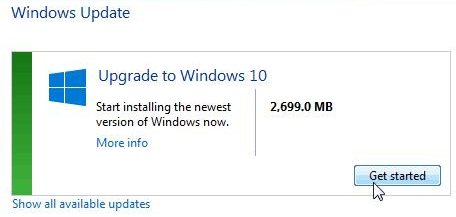 Iniciar a atualização para o Windows 10