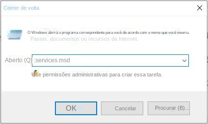 Execute o comando services.msc