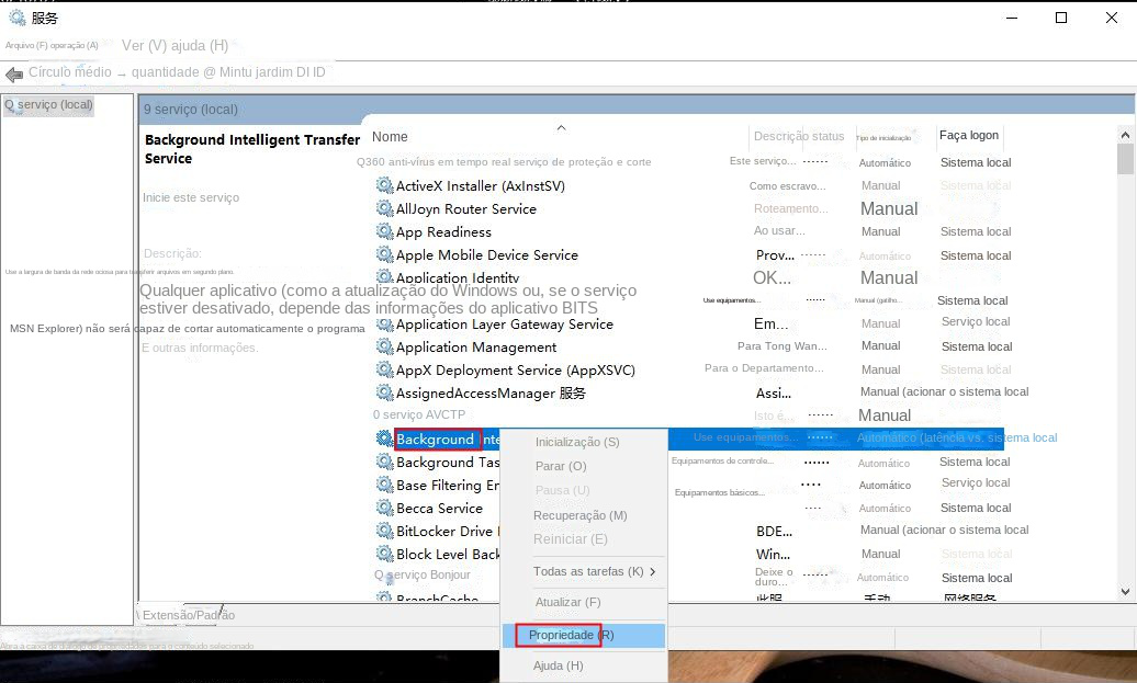 Serviço de transferência inteligente em segundo plano (BITS)