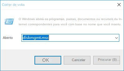 Abra o gerenciamento de disco