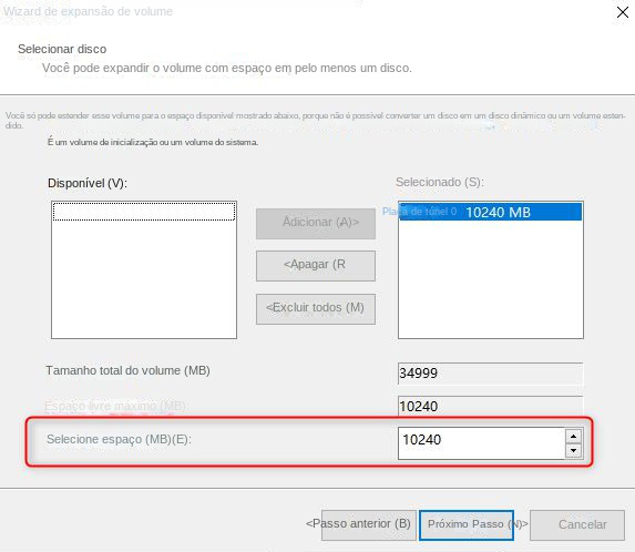 Ampliar a capacidade da unidade C