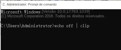 Digite o comando echo off