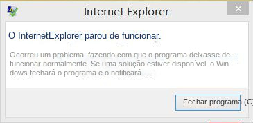O Internet Explorer parou de funcionar