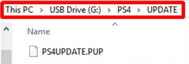 Crie uma pasta PS4 no pen drive para salvar os arquivos de atualização