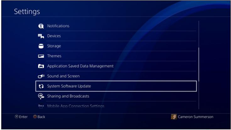 Atualização do software do sistema PS4