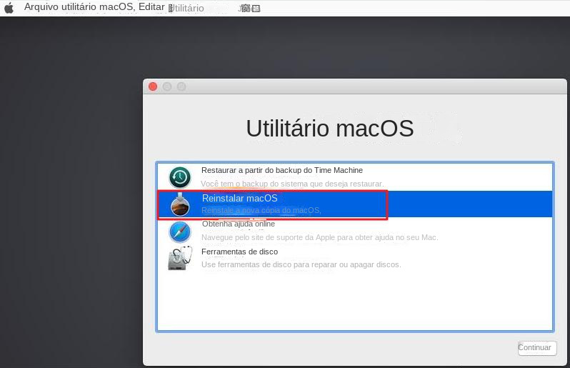 Utilitário macOS para reinstalar o macOS