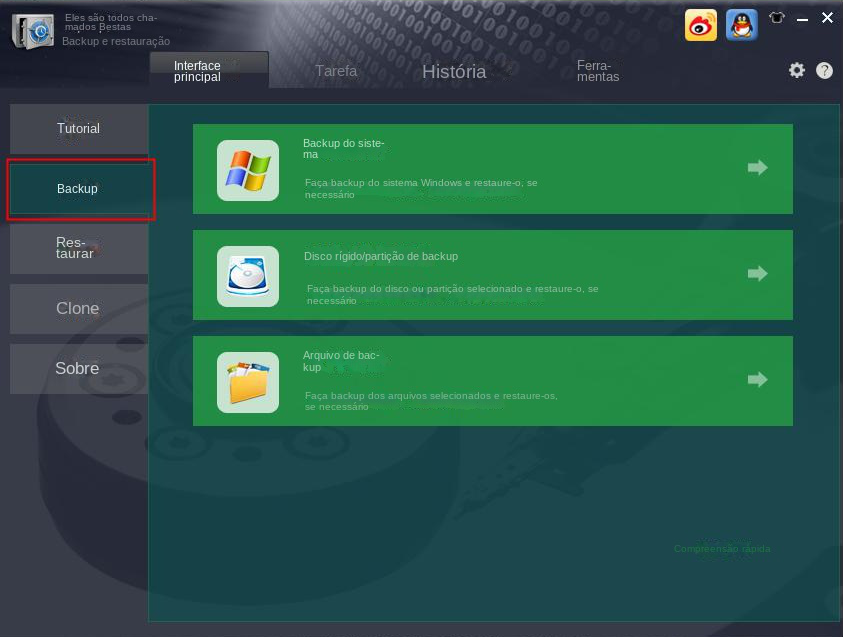 Selecione backup