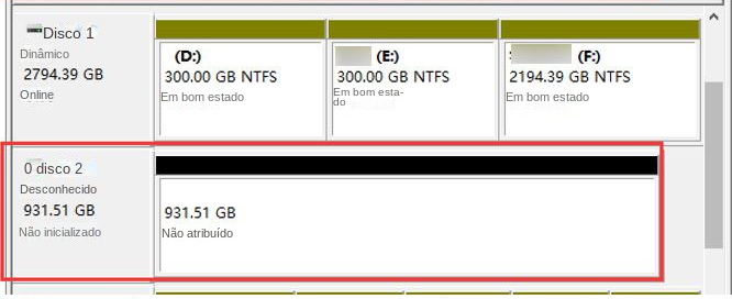 Disco não inicializado