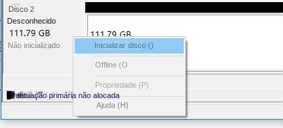 Inicialização do disco