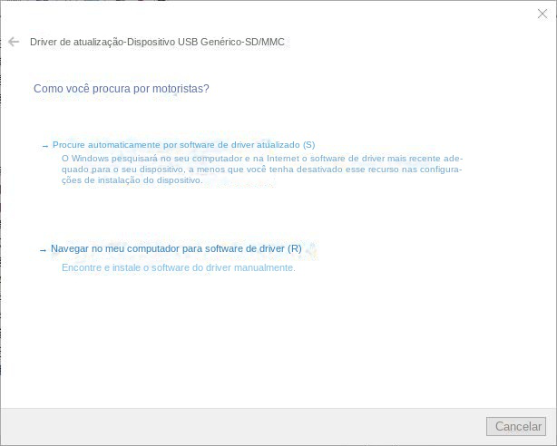 Busca automática de software de driver atualizado