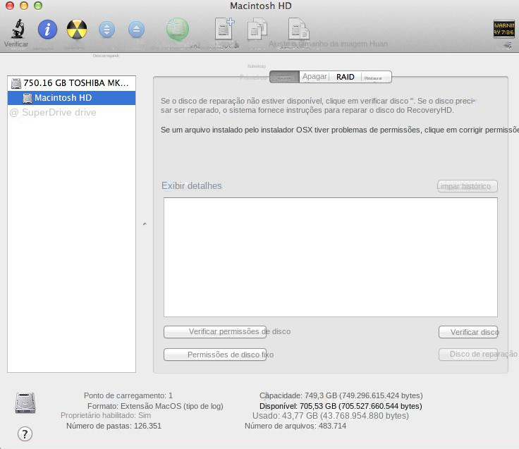 Utilitário de Disco Reparar Discos HD do Macintosh