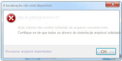 Não é possível acessar o disco rígido