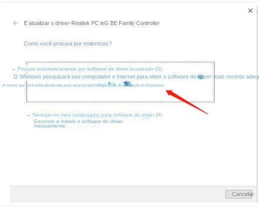 Selecione o software de driver que procura automaticamente por atualizações