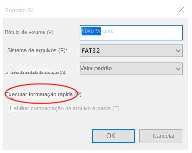 Assinale Executar formato rápido