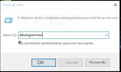 Digite o comando Device Manager