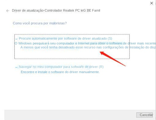 Selecione a opção Automatically search for updated driver software (Procurar automaticamente software de driver atualizado)