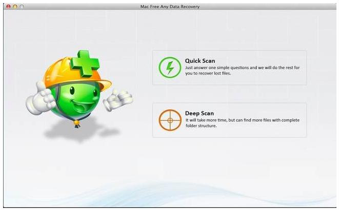 Interface do software Mac Free Any Data Recovery