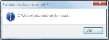 O Windows não consegue concluir a formatação