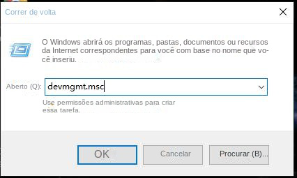 Digite o comando Device Manager