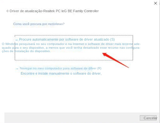 Selecione a opção Automatically search for updated driver software (Procurar automaticamente software de driver atualizado)