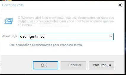 Digite o comando Device Manager