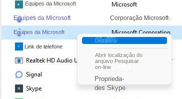 desativar programas de inicialização