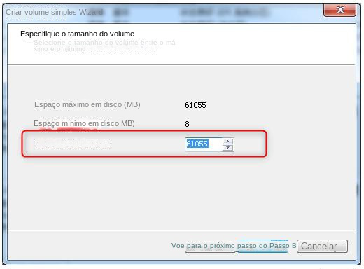 Alteração do tamanho do volume simples