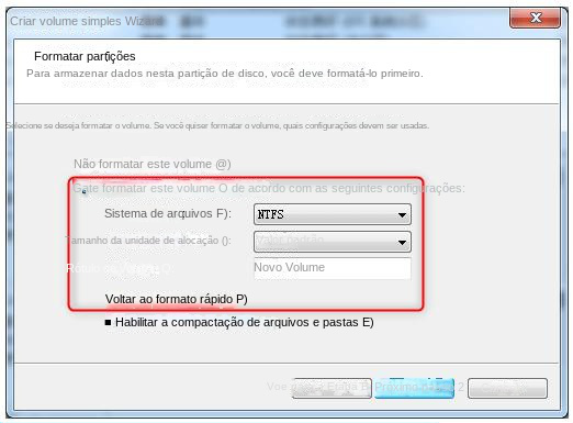 Execução de uma formatação rápida