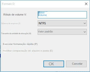 Execução de uma formatação rápida