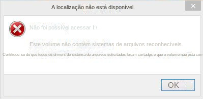 Inacessível, este volume não contém um sistema de arquivos reconhecível