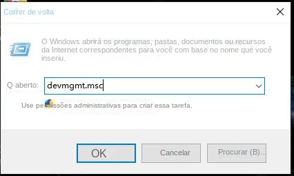 Digite o comando Device Manager