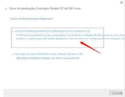 Selecione a opção Automatically search for updated driver software (Procurar automaticamente software de driver atualizado)